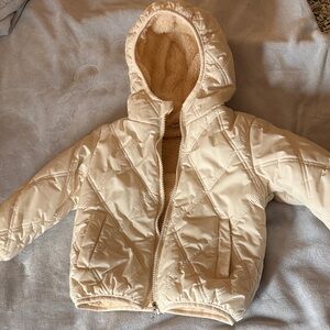 Cream Quilted Hooded Jacket